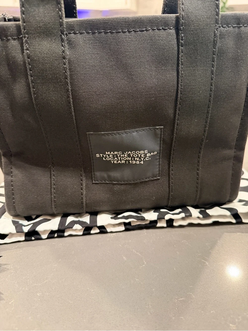 Marc Jacobs Black Canvas Tote with White Logo